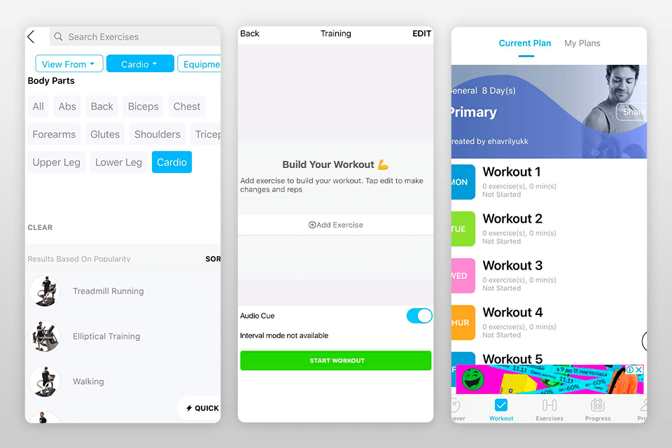 jefit fitness app interface