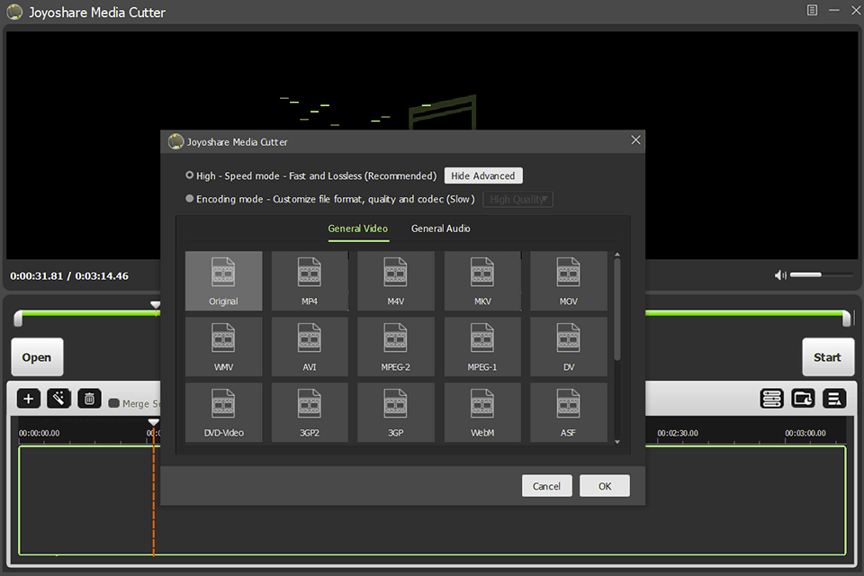 joyoshare media cutter conversion modes