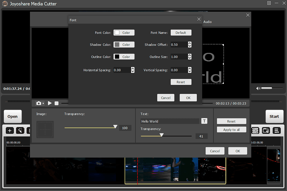 joyoshare media cutter text adding