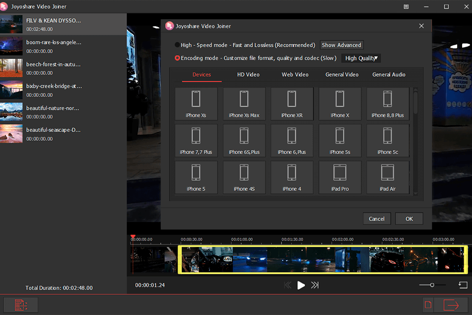 joyoshare video joiner formats