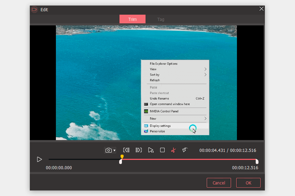 joyoshare screen recorder trimming video