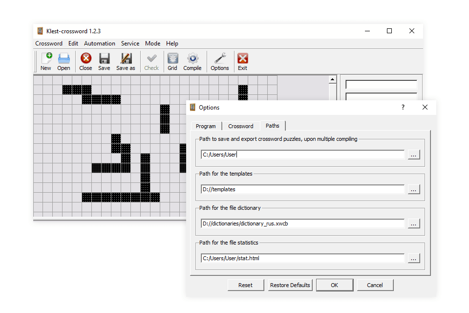 klest-crossword puzzle maker interface