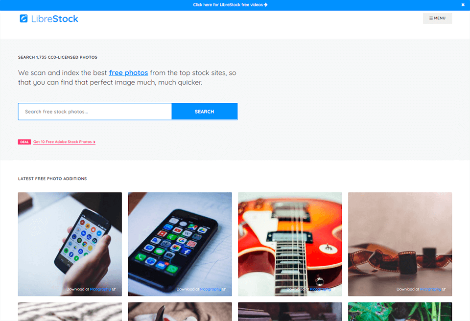 librestock stock photo finder interface
