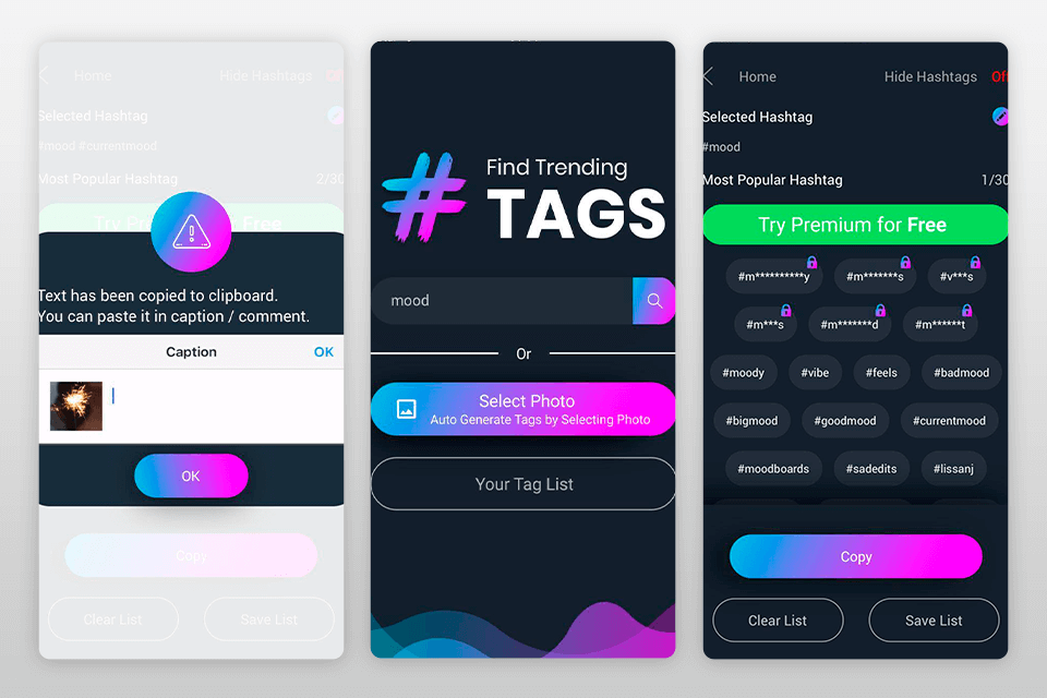likes with tags for instagram app interface