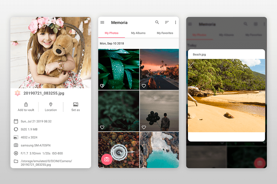 memoria photo gallery for android interface