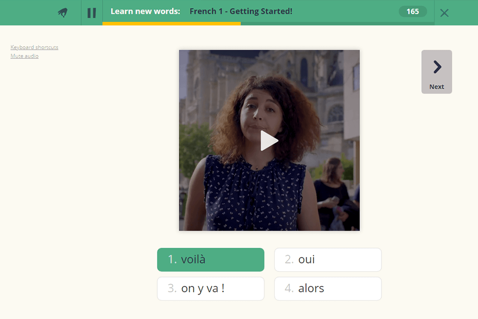 memrise languages software to learn french interface