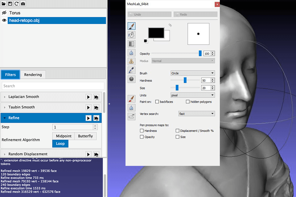 meshlab free cad software interface