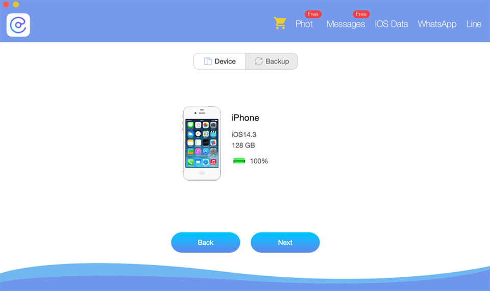 minicreo iphone contact recovery interface