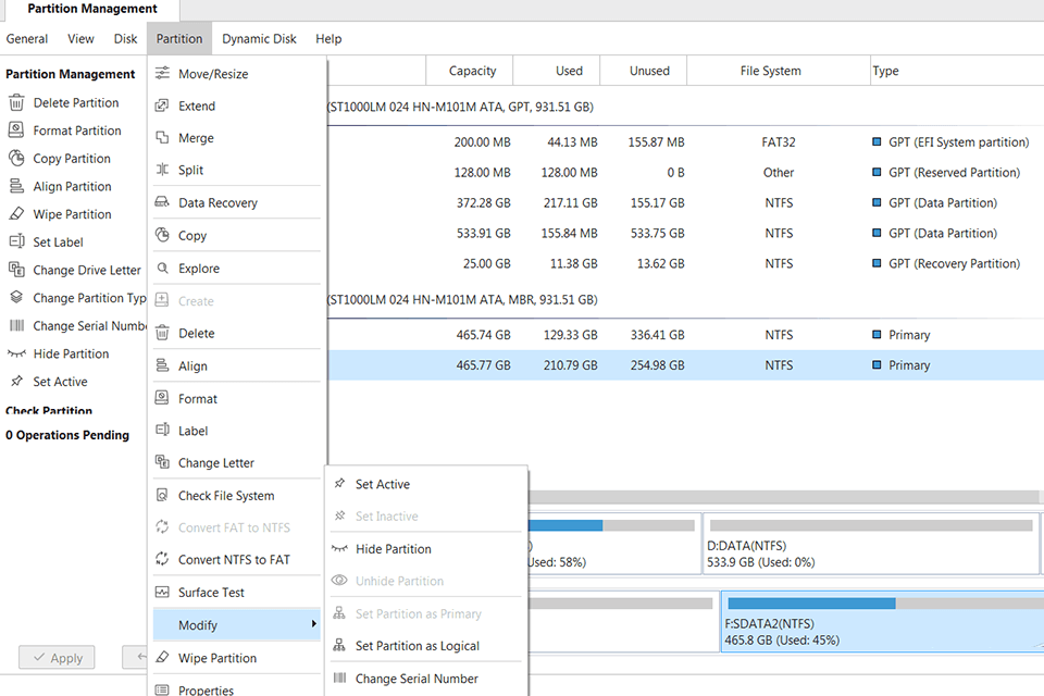 minitool partition wizard interface