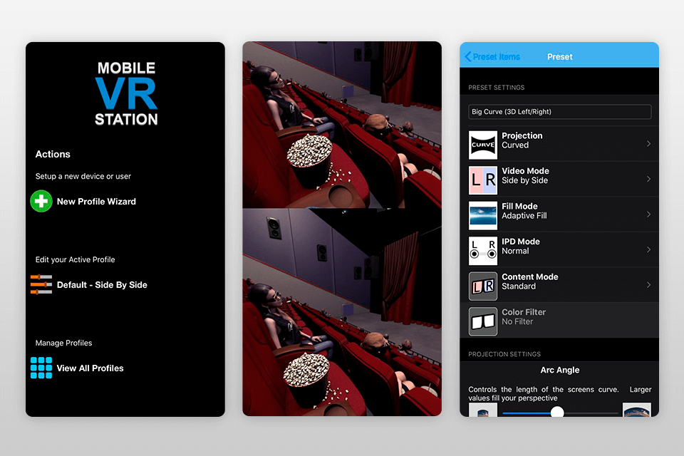 mobile stition interface vr player for iphone