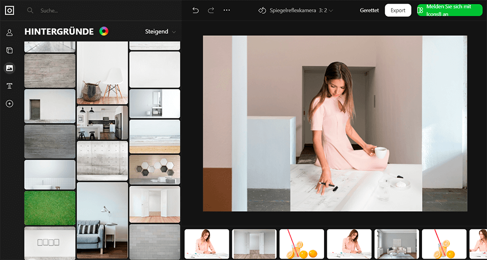 Interface von Moose photo creator Icons8 Apps