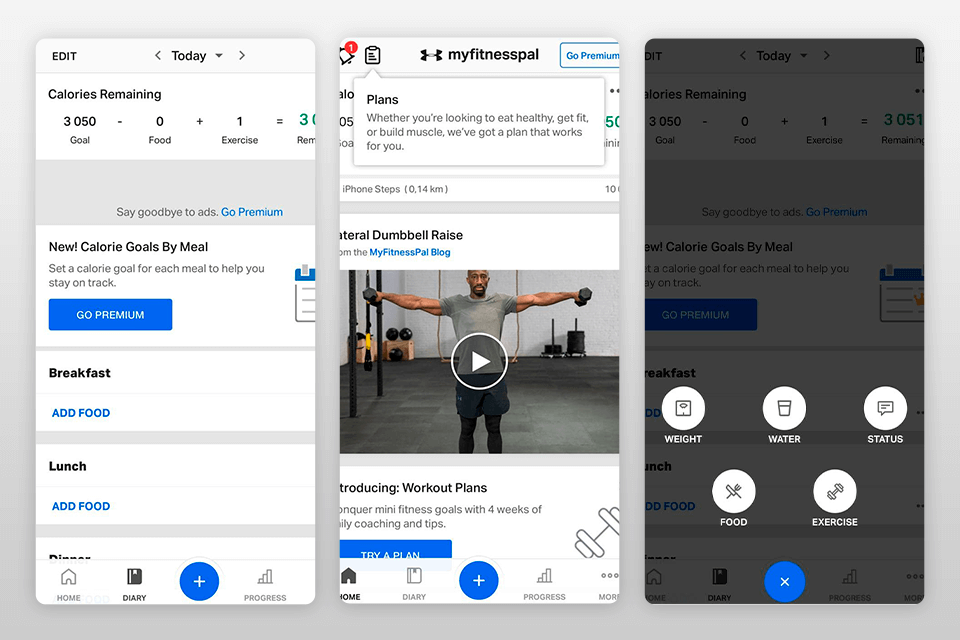 myfitnesspal app interface