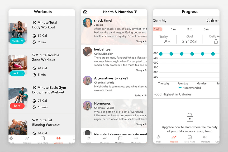 myplate forte fitness app interface