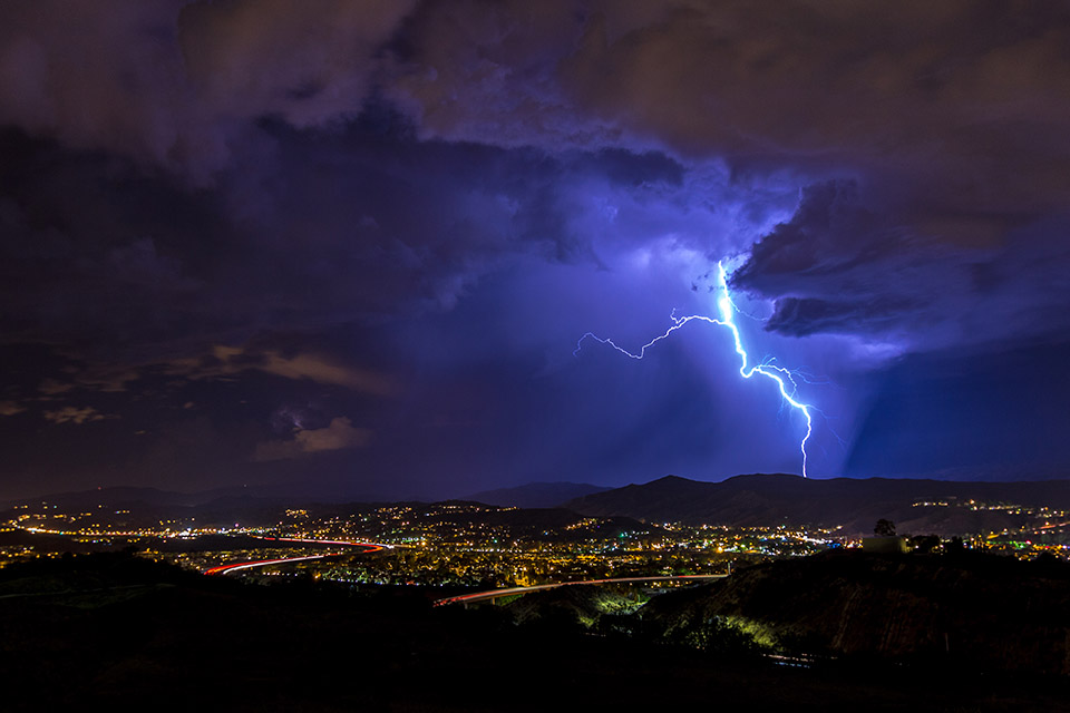 night photo of lightning