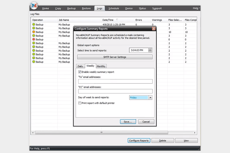 novastor external hard drive backup software interface
