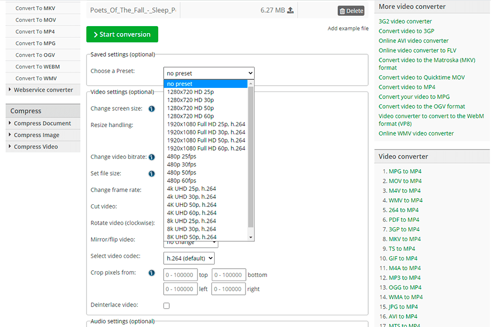 online converter vob to mp4 converter interface