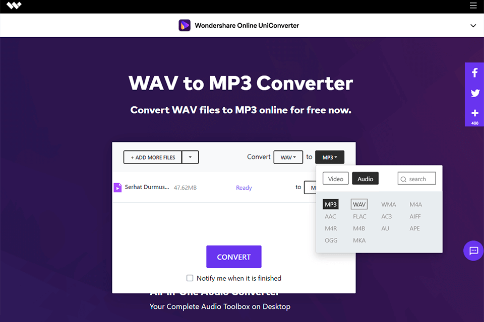 online uniconverter wav to mp3 converter