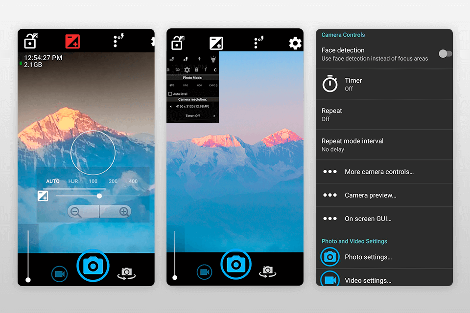 open camera android camera app interface