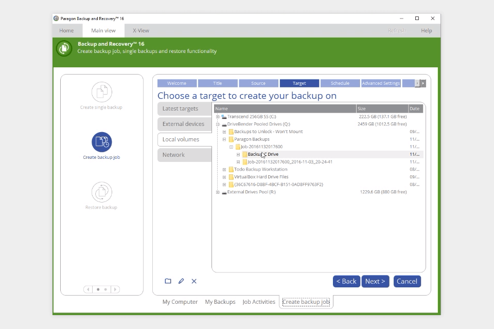 paragon external hard drive backup software interface