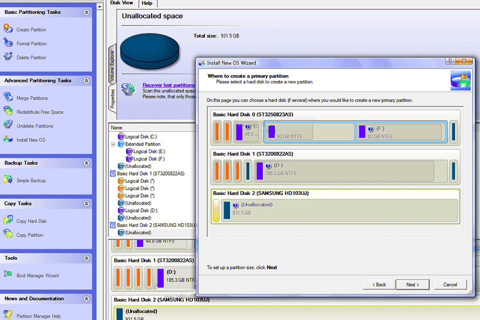 paragon partition manager hard drive formatting software interface