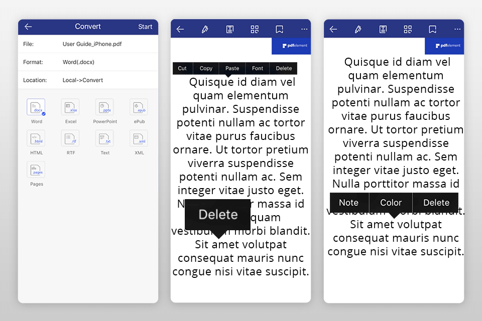pdfelement mobile interface