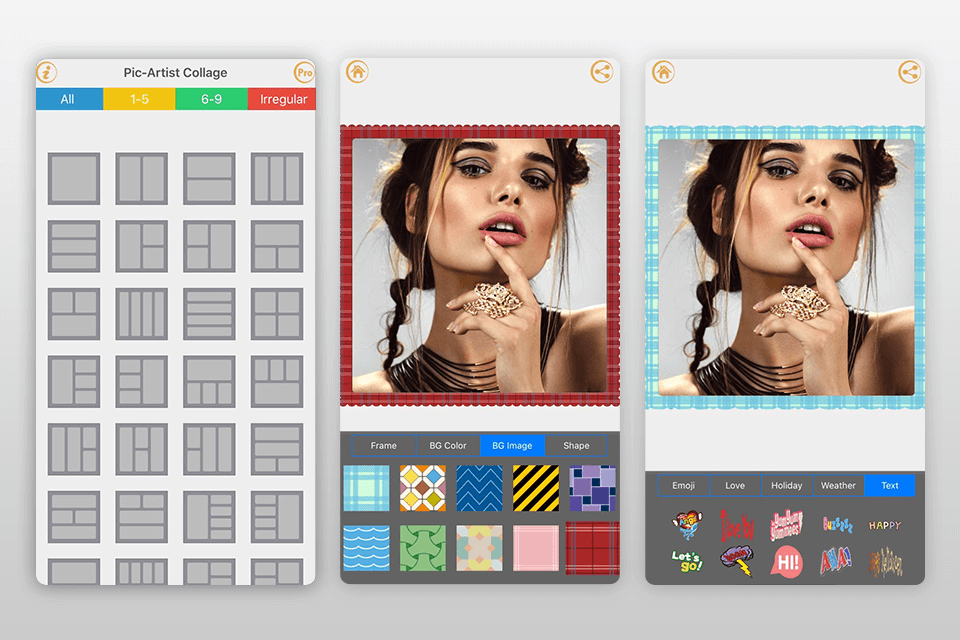 pic artist collage plus funny photo app interface