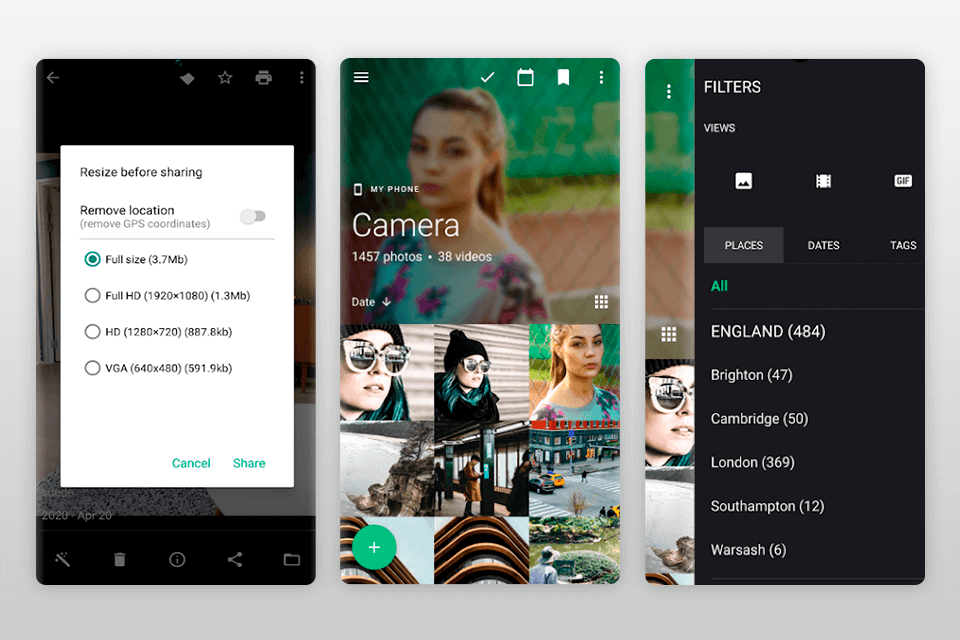 piktures gallery for android interface