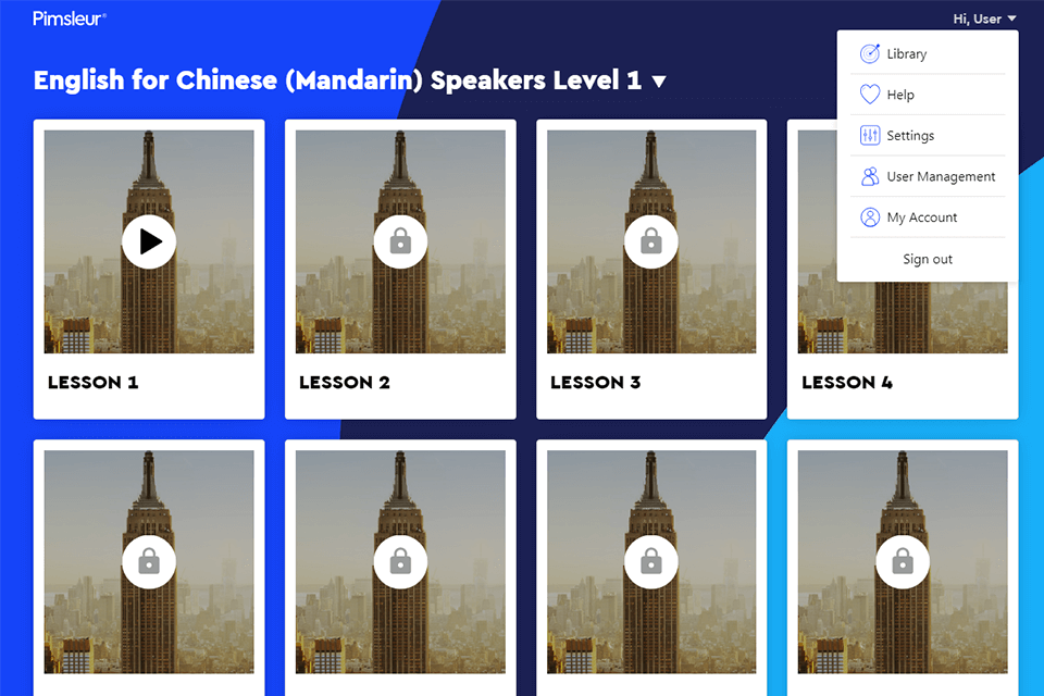 pimsleur chinese mandarin learning software interface