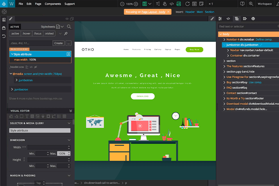 pinegrow web editor linux