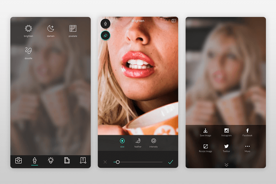 pixlr teeth whitening app interface