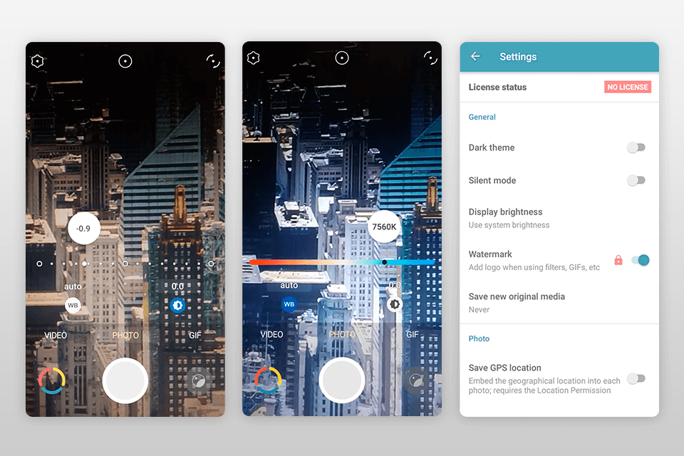 pixtica android camera app interface