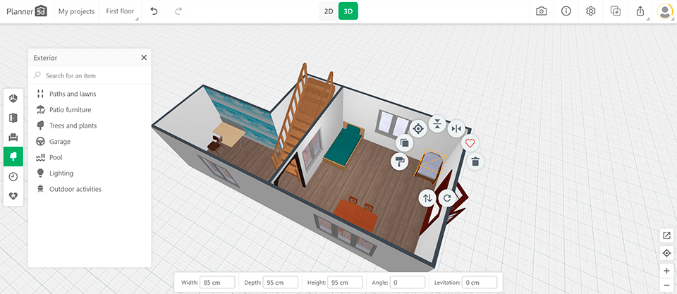 planner 5d interior design software interface