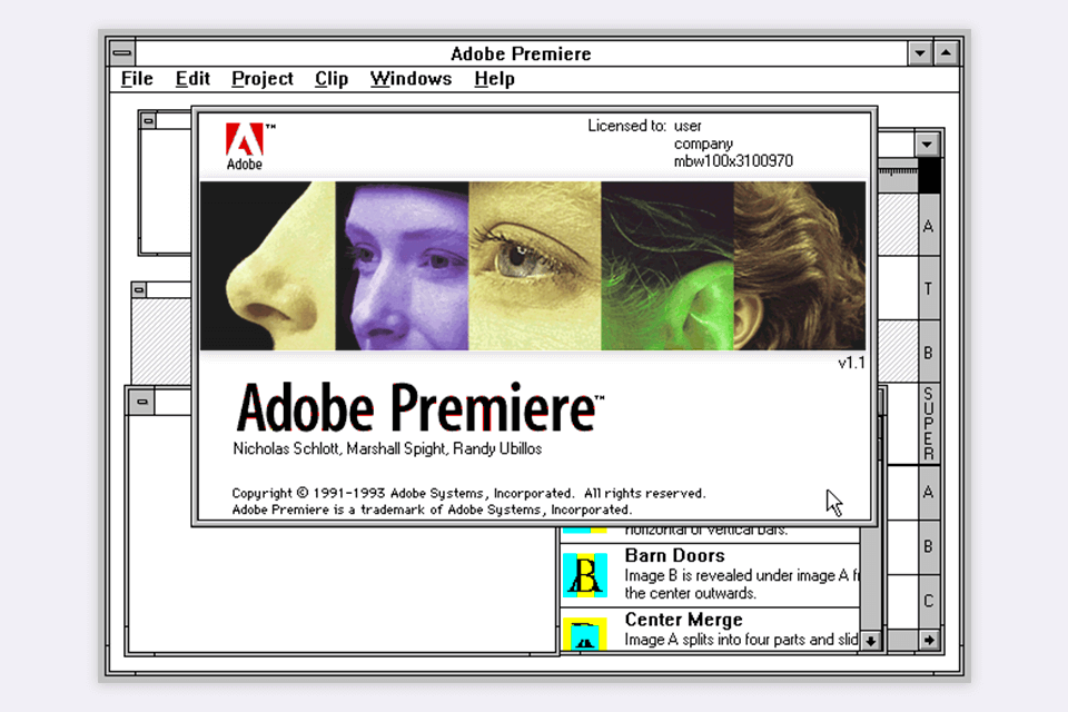 premiere 1.1 for windows version interface