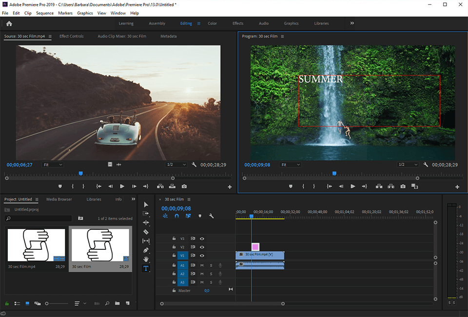 adobe premiere pro interface