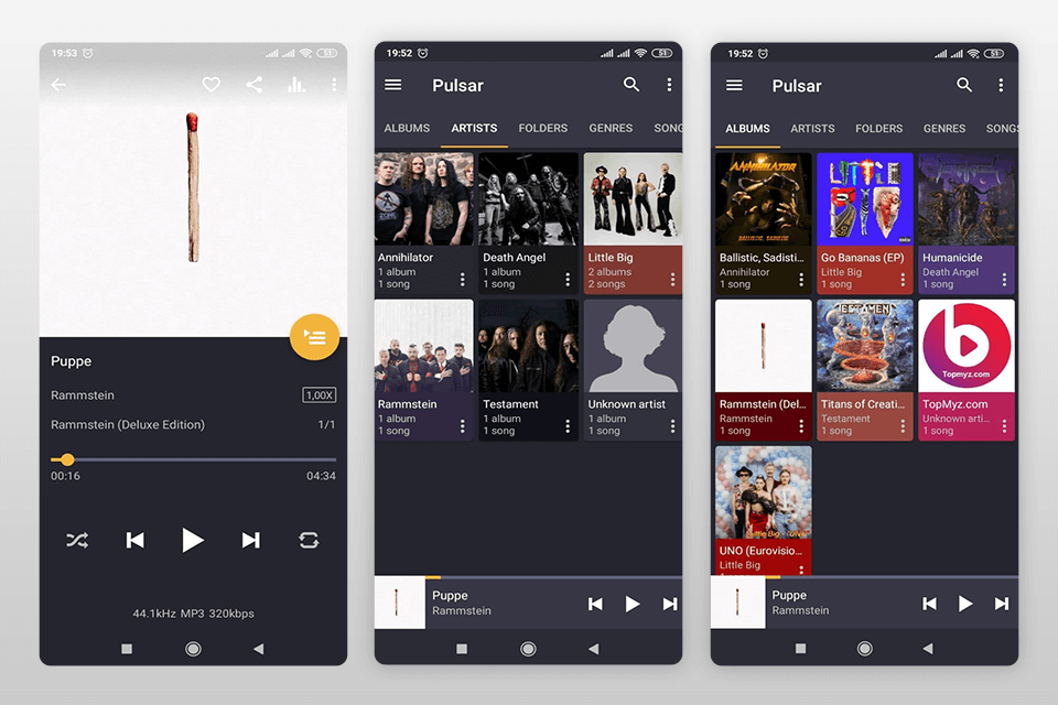 pulsar interface music player for android