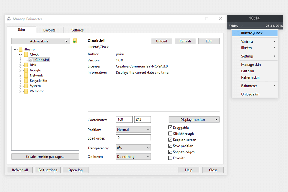 rainmeter interface windows 10 tools