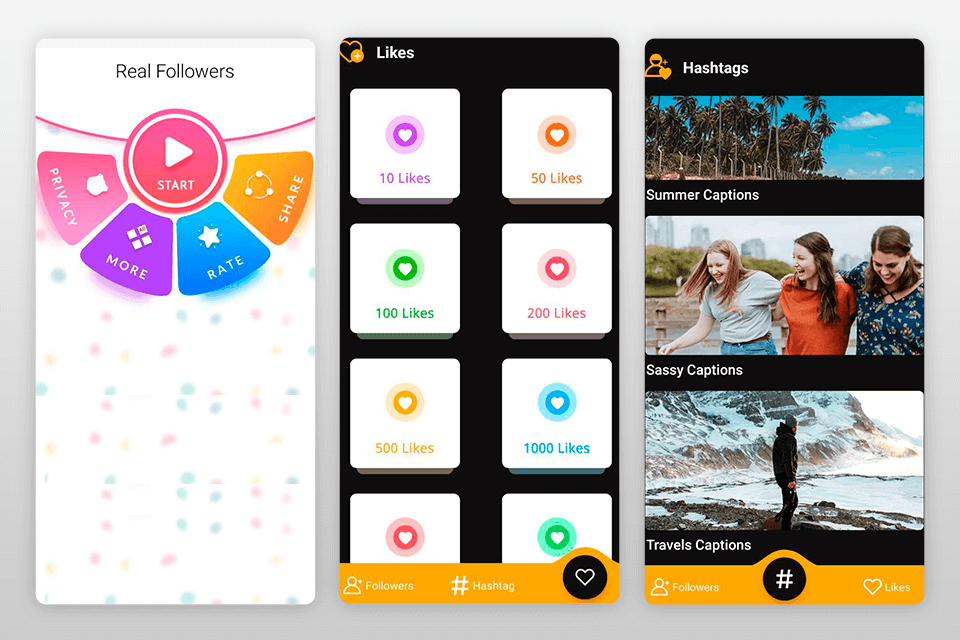 real followers app to get likes on instagram interface