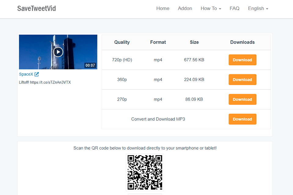 savetweetvid app to download twitter videos interface