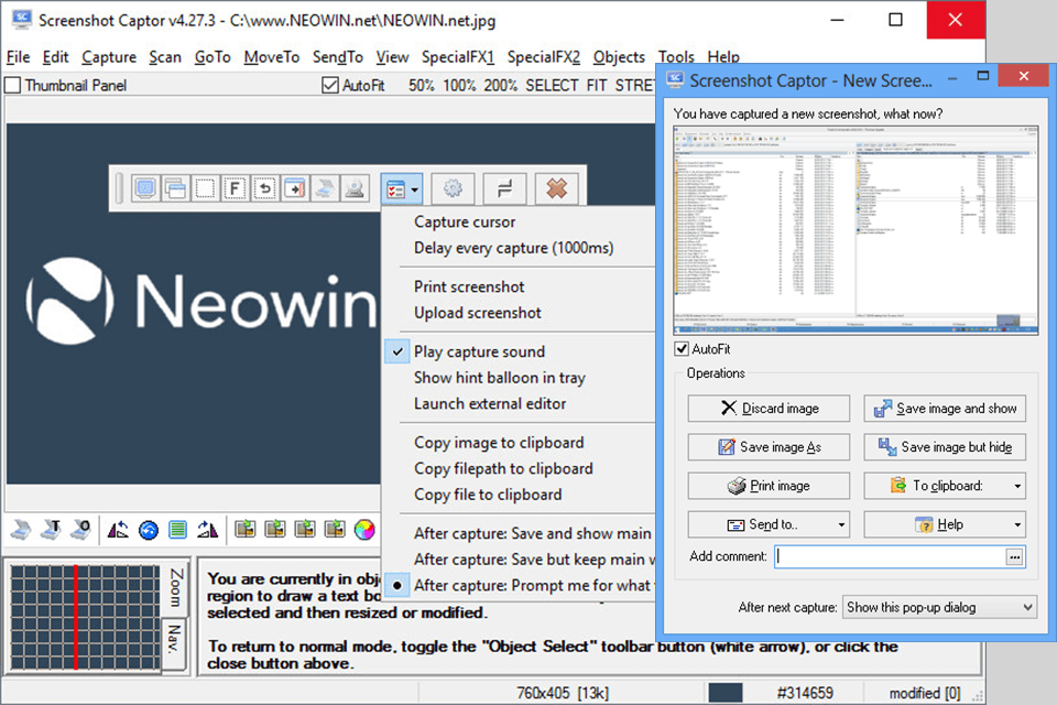 screenshot captor free snipping tool interface