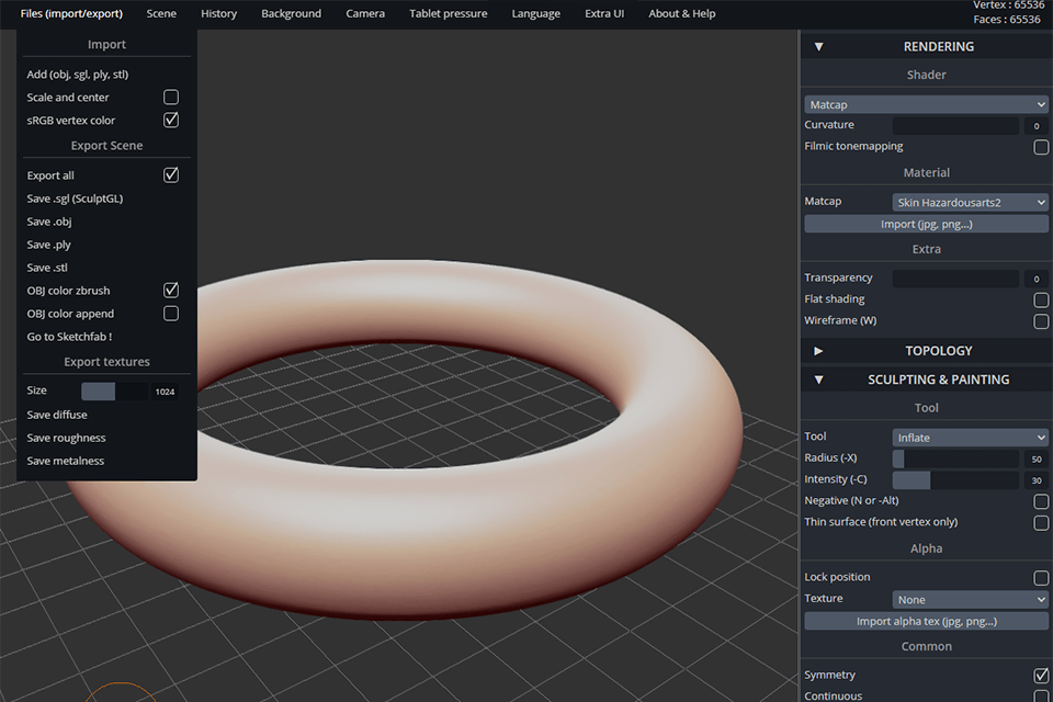 sculptgl free cad software interface