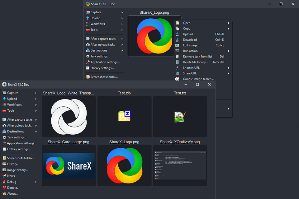 sharex free snipping tool interface