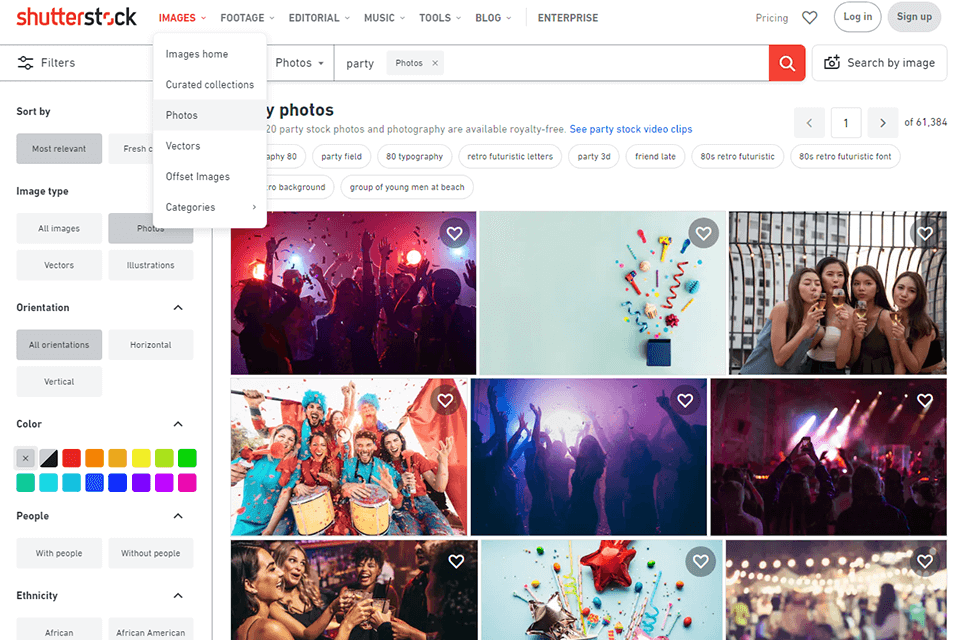 shutterstock واجهة موقع مخزون الصور الفوتوغرافية