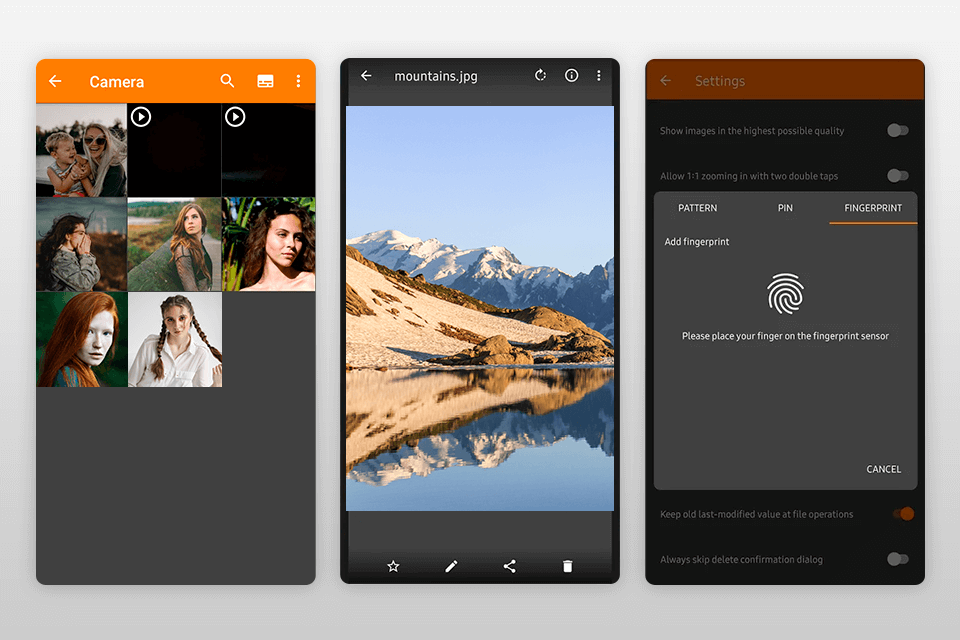simple gallery for android interface