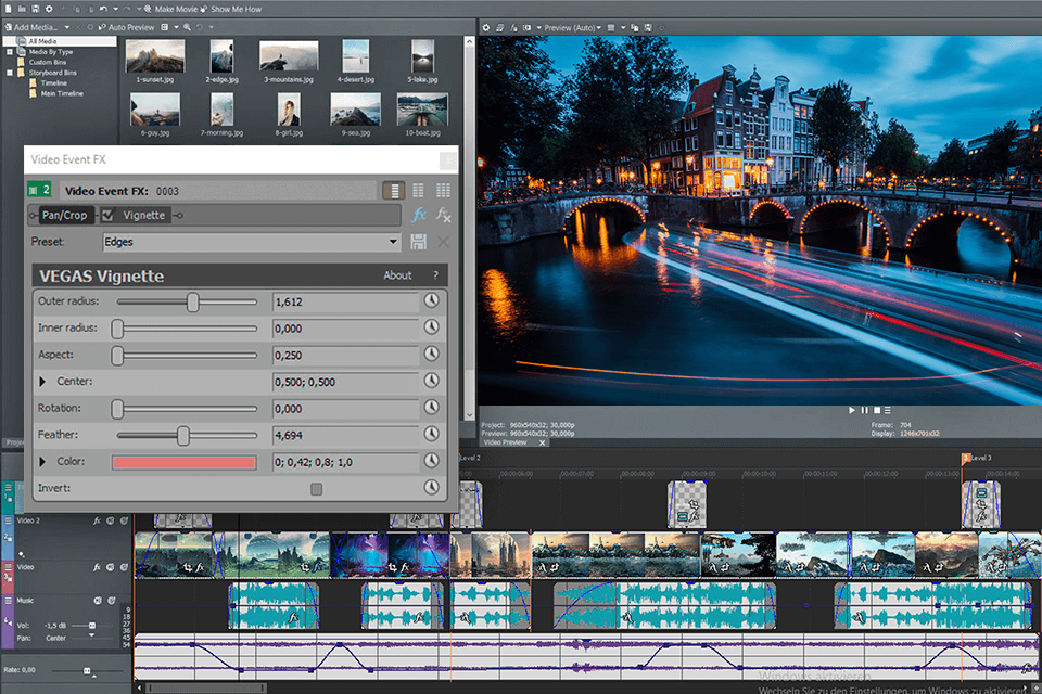 vegas movie studio lightweight video editor interface