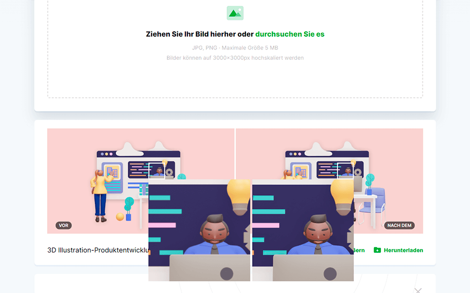 Interface von Smart upscaler Icons8 Apps