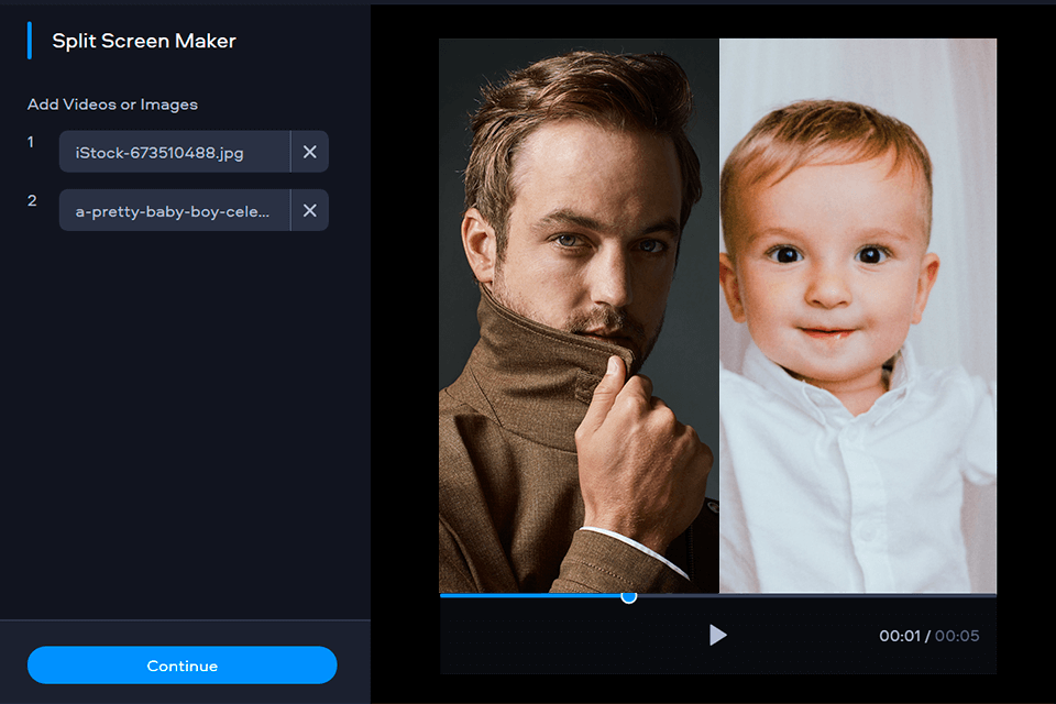 split screen fastreel online video editor