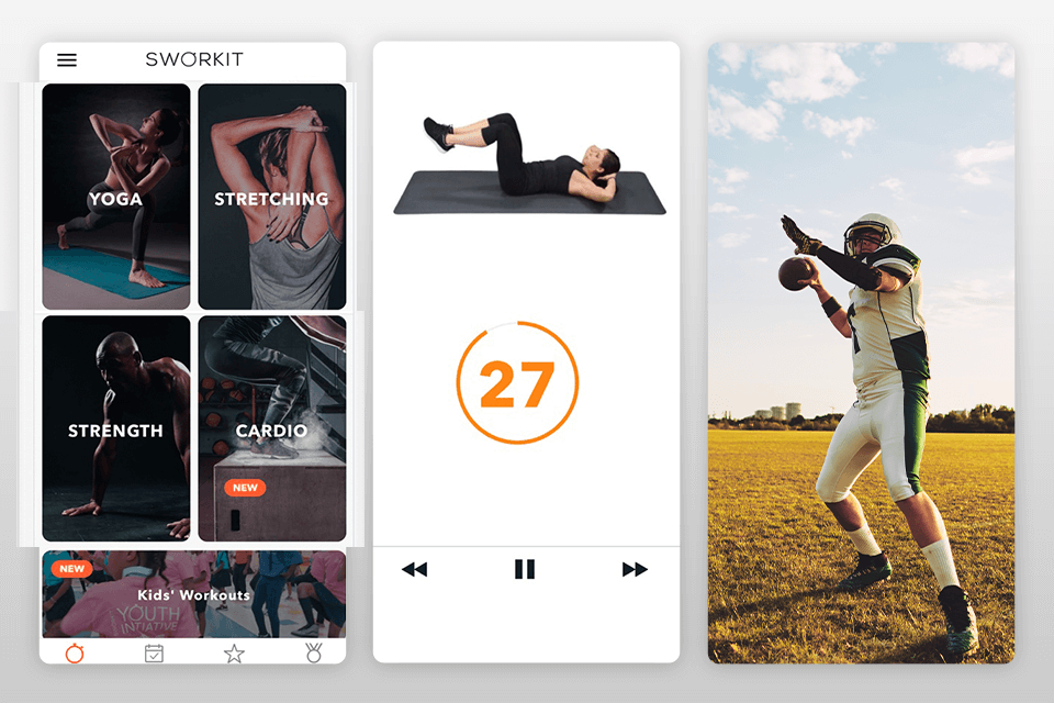 sworkit fitness app interface