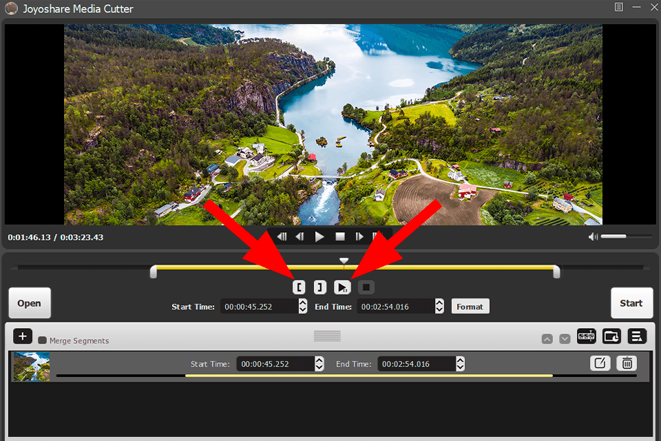 trimming video in joyoshare media cutter