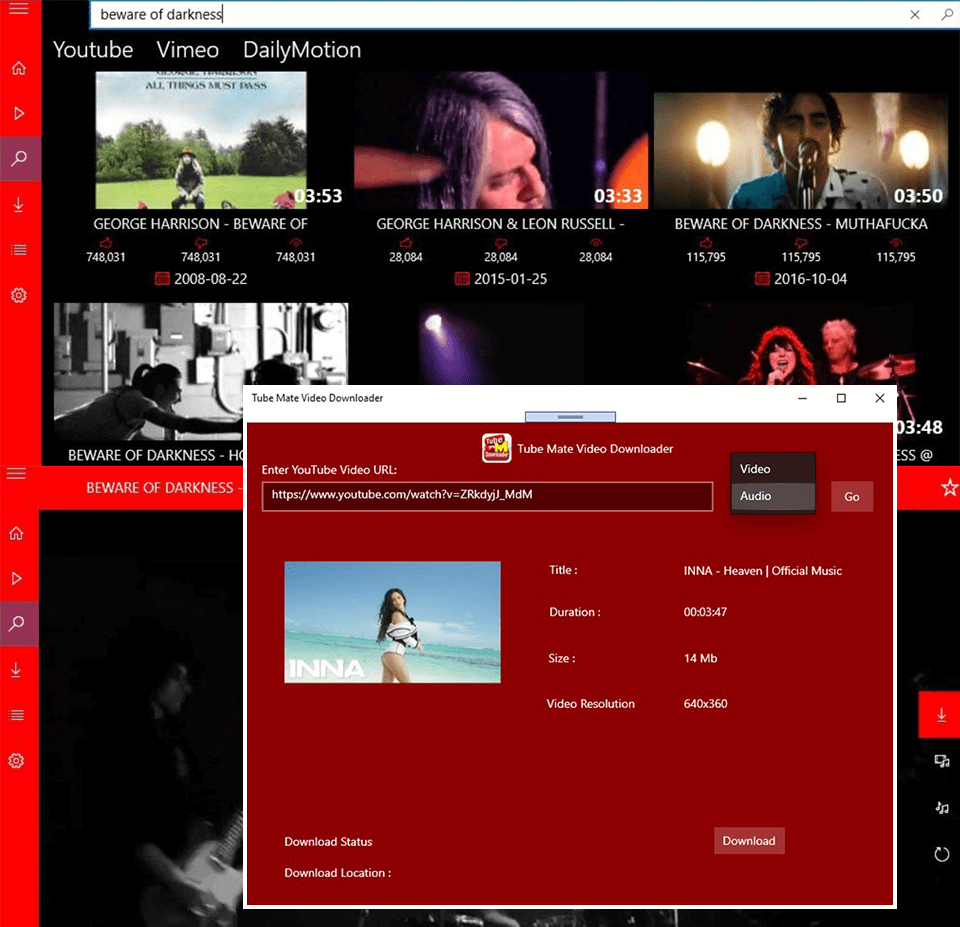 tubemate download interface