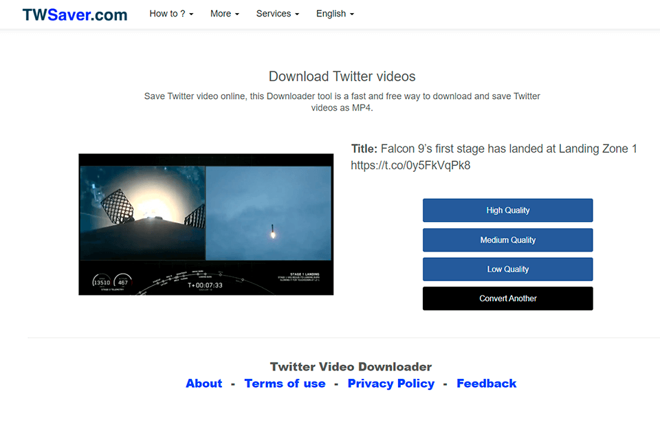 twsaver app to download twitter videos interface